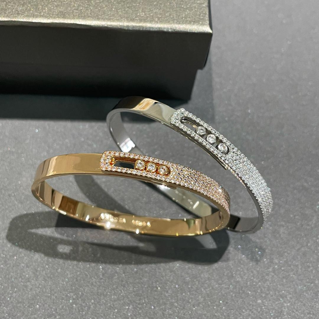 [Royal&Vicky]Move Noa Rose Gold Pavé Diamond Bangle Bracelet
