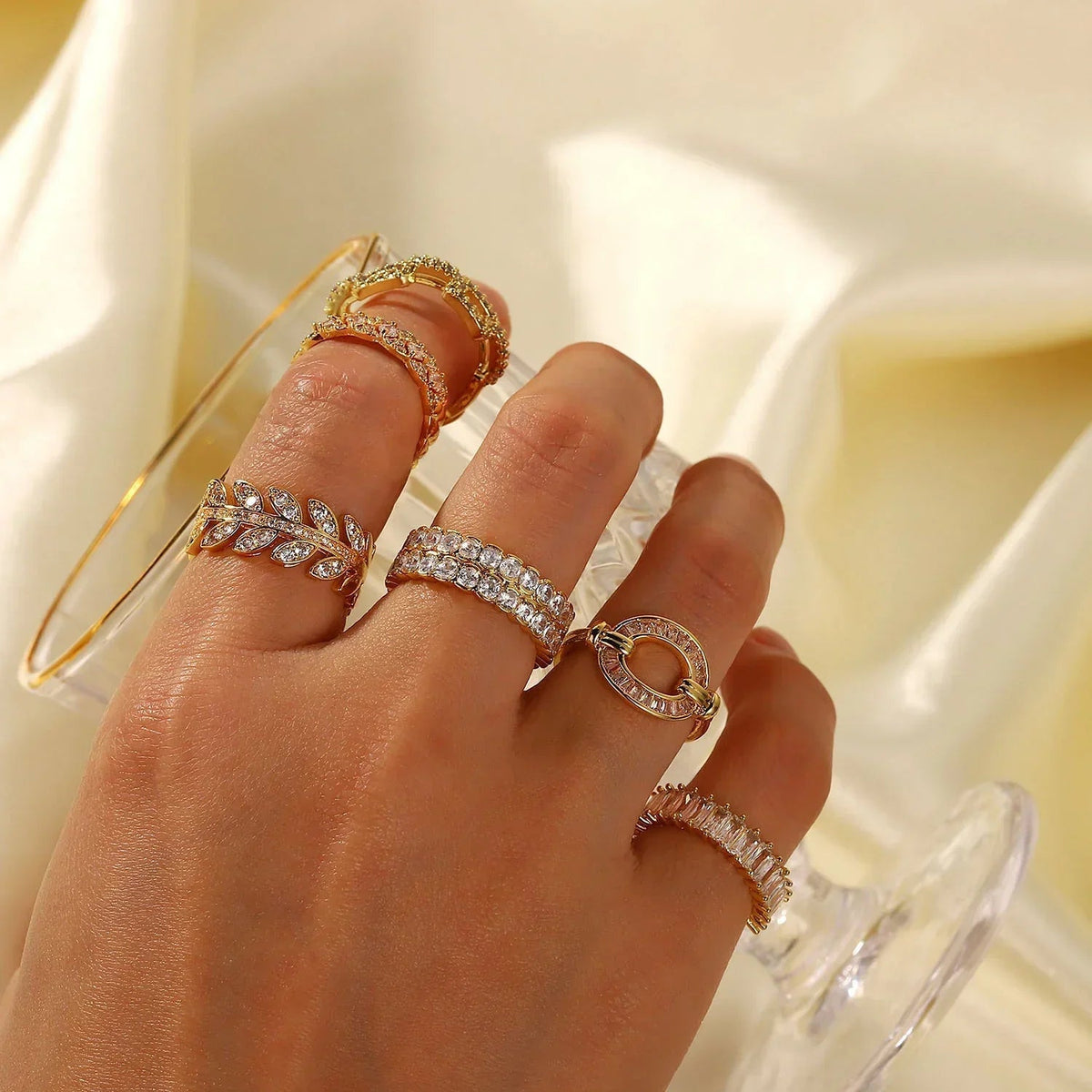 [Royal&Vicky]Cassandra Studded Gold Ring
