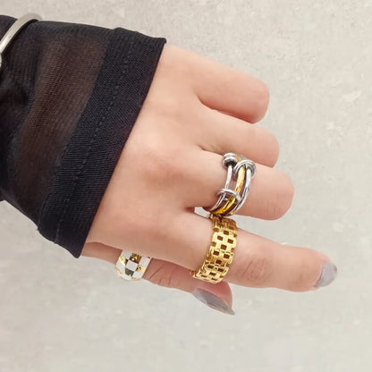 [Royal&Vicky]Gabriela Two-Tone Ring Stack