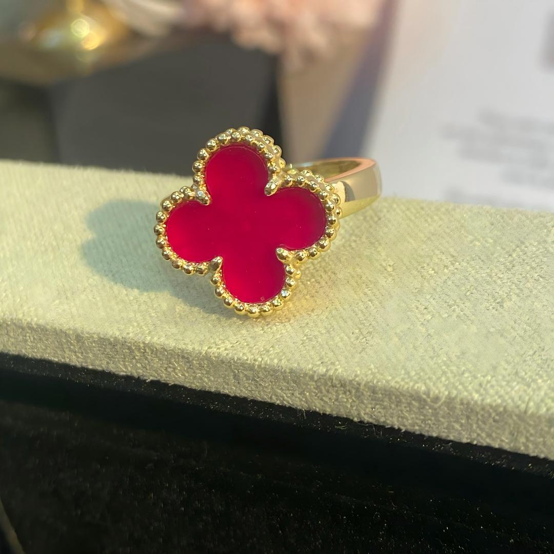 [Royal&Vicky]NEW CLOVER PINK ENAMEL RINGS