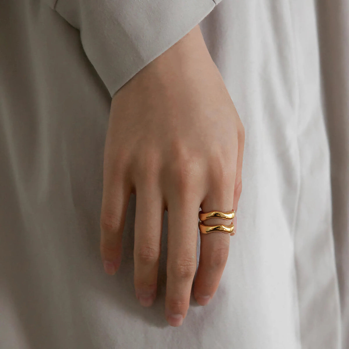 [Royal&Vicky]Lunaria Gold Wave Ring