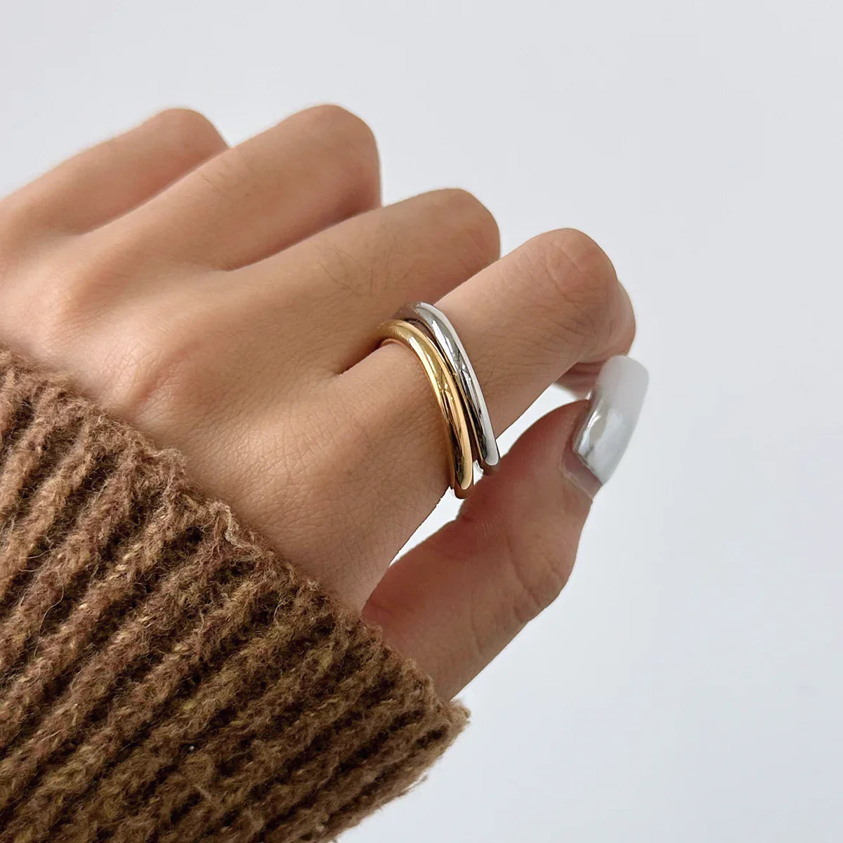 [Royal&Vicky]Miley Gold & Silver Layered Rings