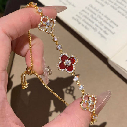 [Royal&Vicky]CLOVER 5 MOTIF PINK BLUE RED WHITE BRACELET