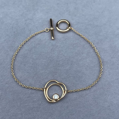 [Royal&Vicky]HOLLOW HEART SINGLE DIAMOND BRACELET