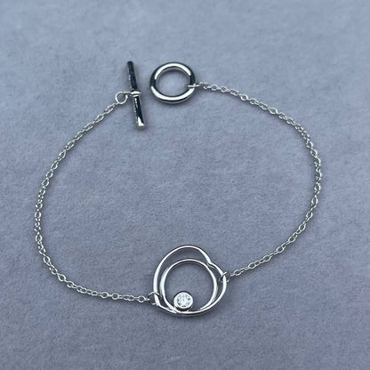 [Royal&Vicky]HOLLOW HEART SINGLE DIAMOND BRACELET