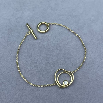 [Royal&Vicky]HOLLOW HEART SINGLE DIAMOND BRACELET
