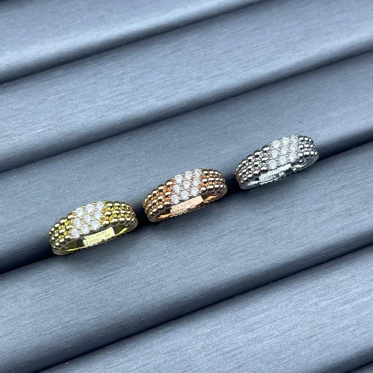 [Royal&Vicky]NARROW BEADED RING WITH DIAMONDS
