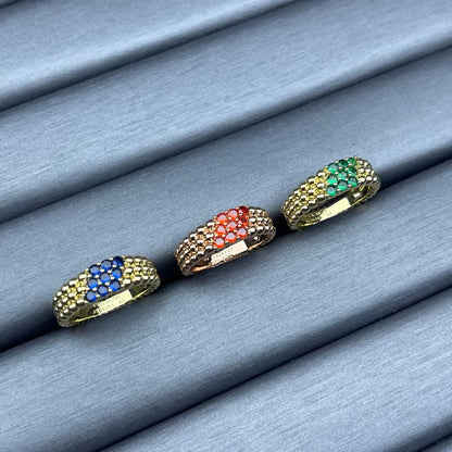 [Royal&Vicky]NARROW BEADED RING WITH DIAMONDS