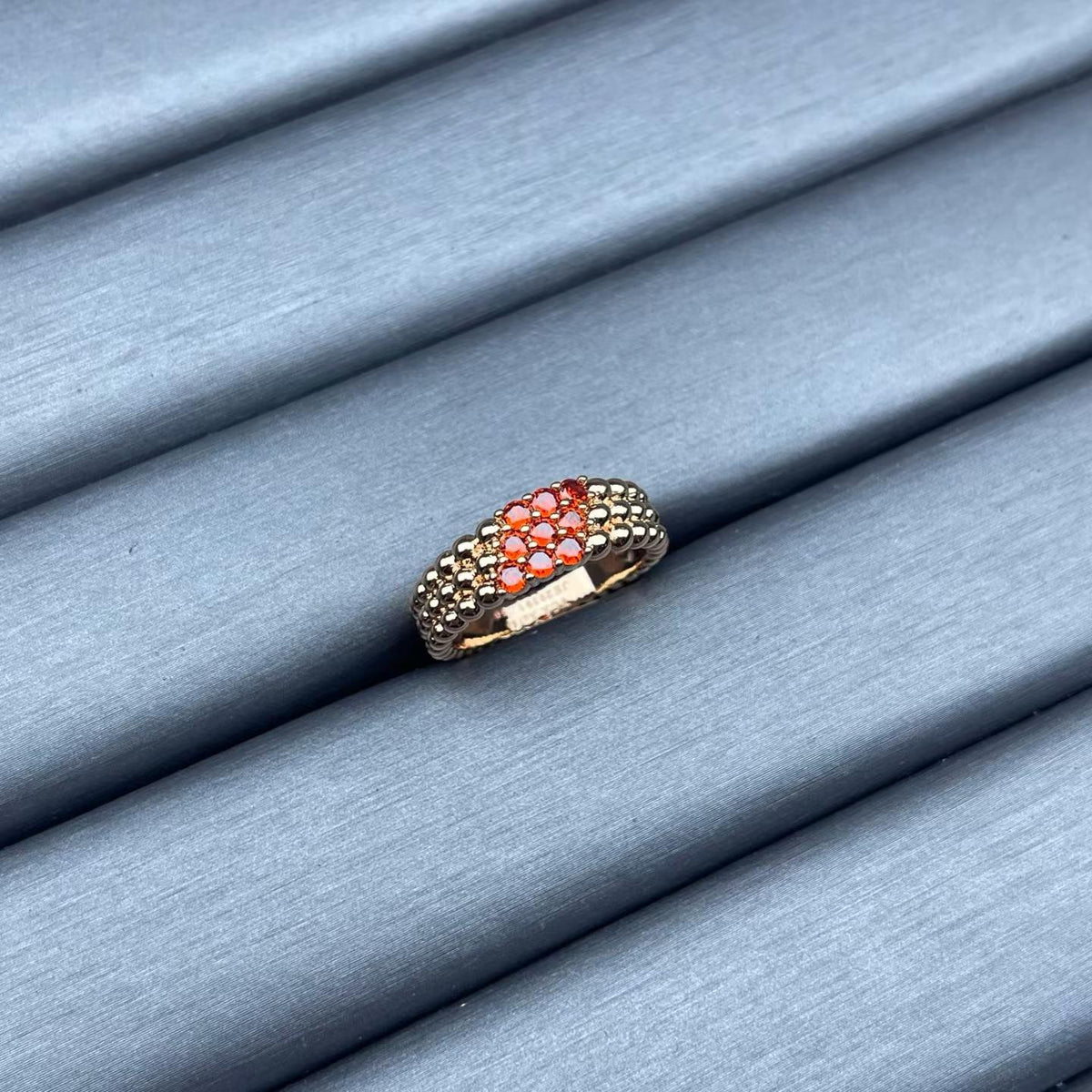 [Royal&Vicky]NARROW BEADED RING WITH DIAMONDS