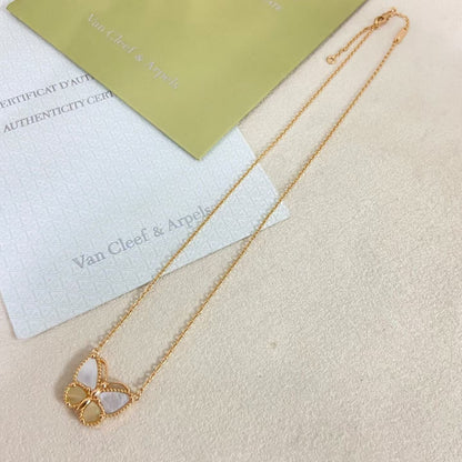 [Royal&Vicky]NEW ROSE GOLD WHITE MOTHER OF PEARL BUTTERFLY NECKLACE