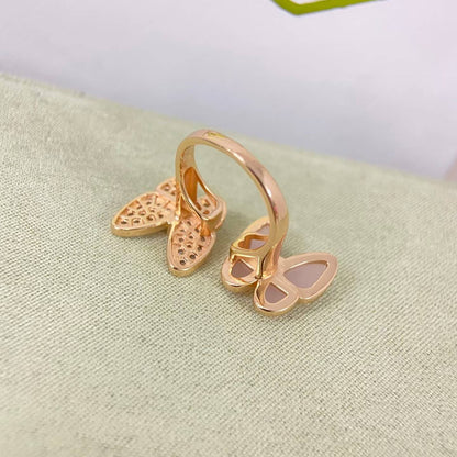 [Royal&Vicky]TWIN BUTTERFLY NEW DIAMOND & PINK BUTTERFLY RING