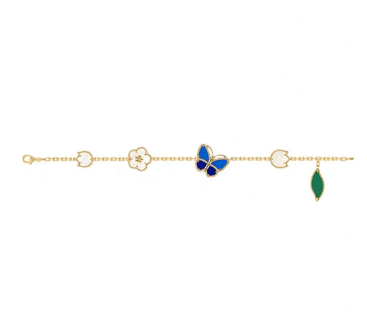 [Royal&Vicky ]LUCKY SPRING GOLD BLUESTONE WHITE MOTHER-OF-PEARL BRACELET