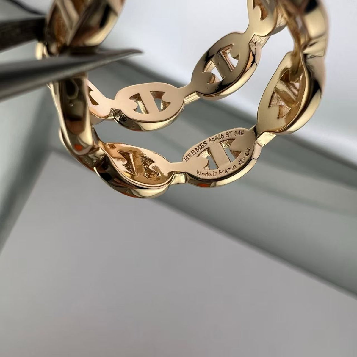 [Royal&Vicky]GLOSSY FINISH SQUARE COMBINATION DOUBLE-LAYER PIG NOSE RING