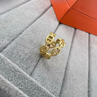[Royal&Vicky]GLOSSY FINISH SQUARE COMBINATION DOUBLE-LAYER PIG NOSE RING