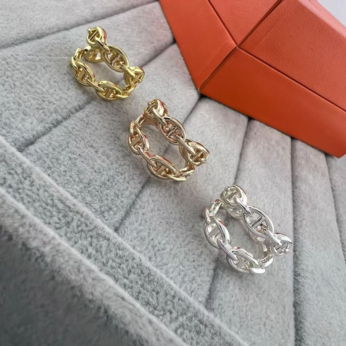 [Royal&Vicky]GLOSSY FINISH SQUARE COMBINATION DOUBLE-LAYER PIG NOSE RING