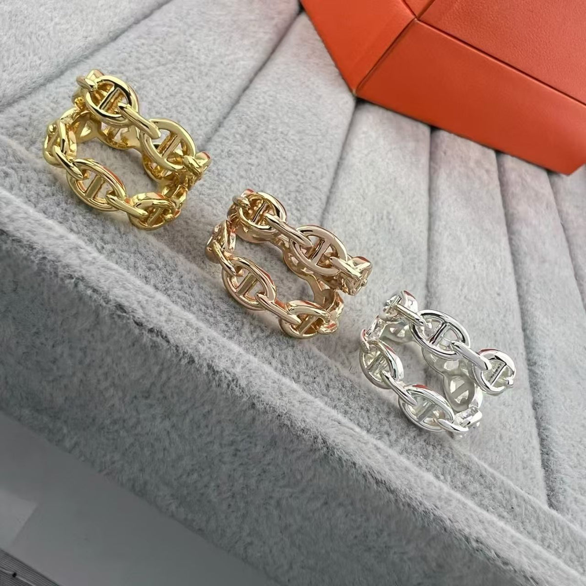 [Royal&Vicky]GLOSSY FINISH SQUARE COMBINATION DOUBLE-LAYER PIG NOSE RING
