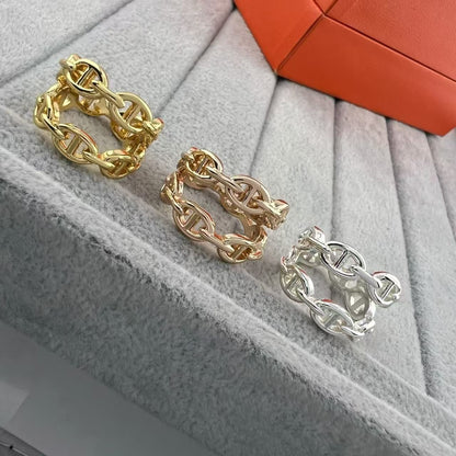 [Royal&Vicky]GLOSSY FINISH SQUARE COMBINATION DOUBLE-LAYER PIG NOSE RING