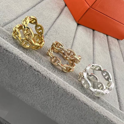 [Royal&Vicky]GLOSSY FINISH SQUARE COMBINATION DOUBLE-LAYER PIG NOSE RING