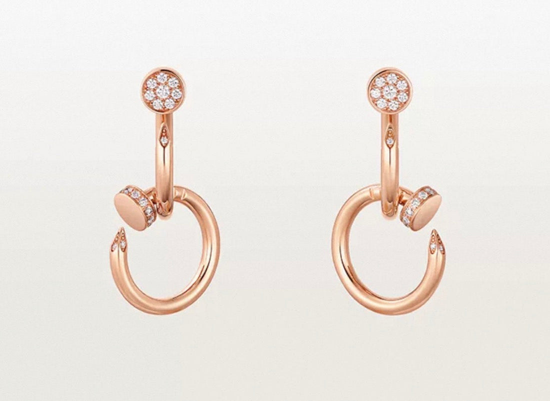 [Royal&Vicky]NAIL COLLECTION DIAMOND SET DOUBLE HOOP EARRINGS