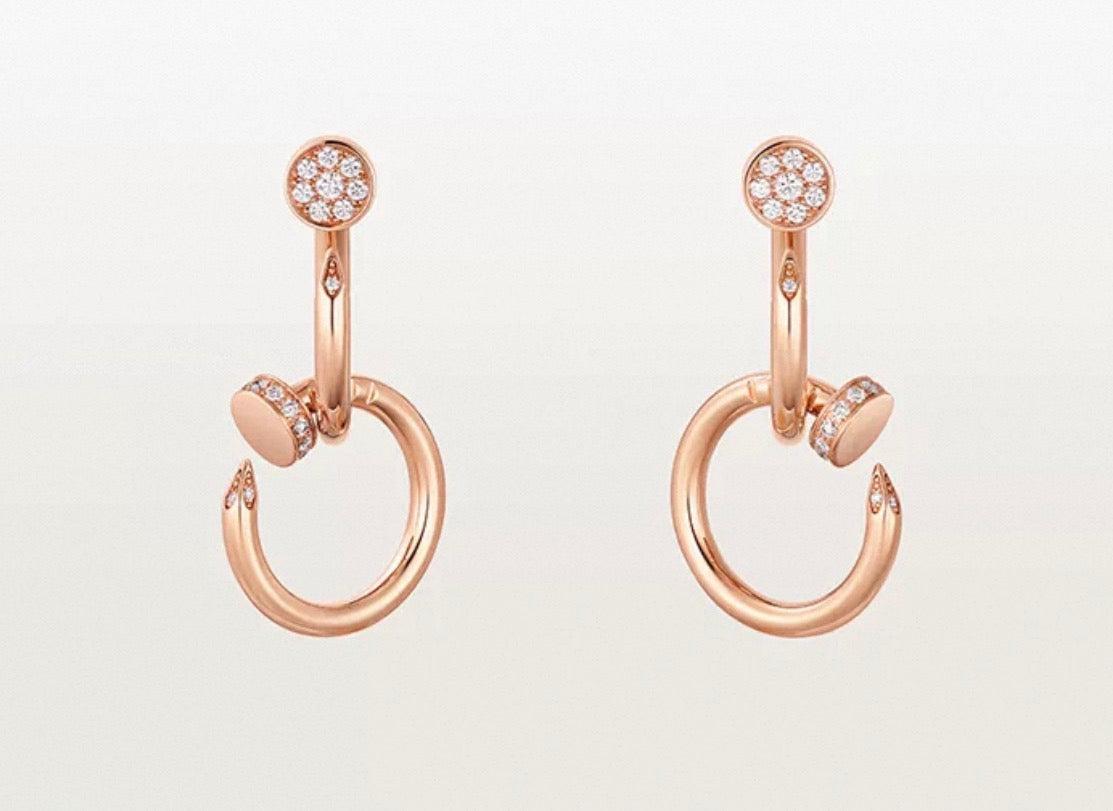 [Royal&Vicky]NAIL COLLECTION DIAMOND SET DOUBLE HOOP EARRINGS