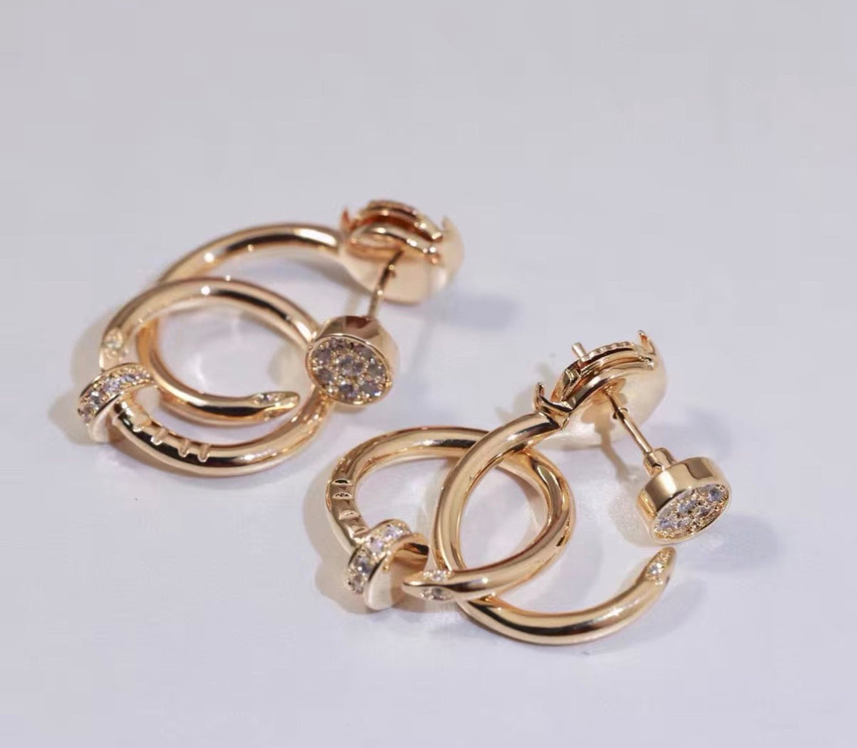 [Royal&Vicky]NAIL COLLECTION DIAMOND SET DOUBLE HOOP EARRINGS