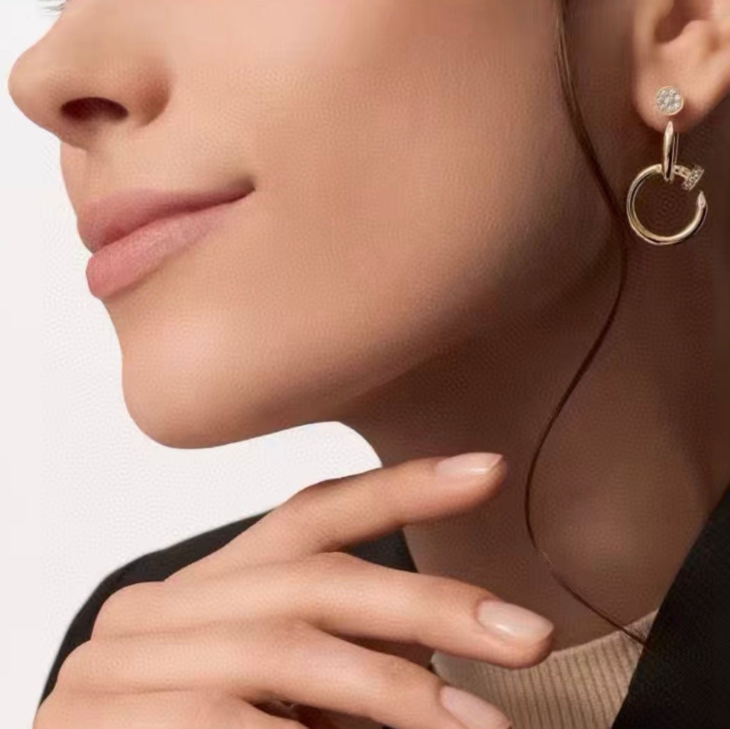 [Royal&Vicky]NAIL COLLECTION DIAMOND SET DOUBLE HOOP EARRINGS