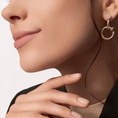 [Royal&Vicky]NAIL COLLECTION DIAMOND SET DOUBLE HOOP EARRINGS
