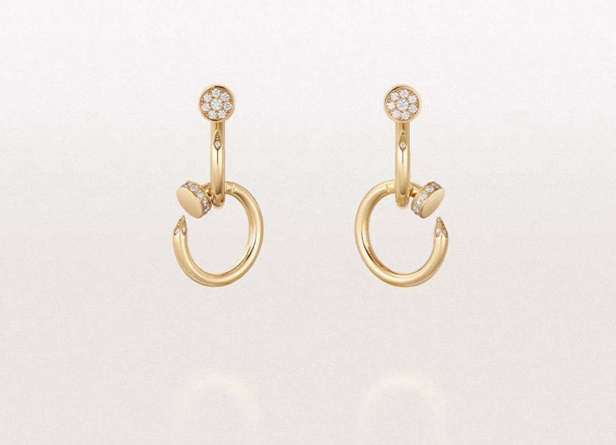[Royal&Vicky]NAIL COLLECTION DIAMOND SET DOUBLE HOOP EARRINGS
