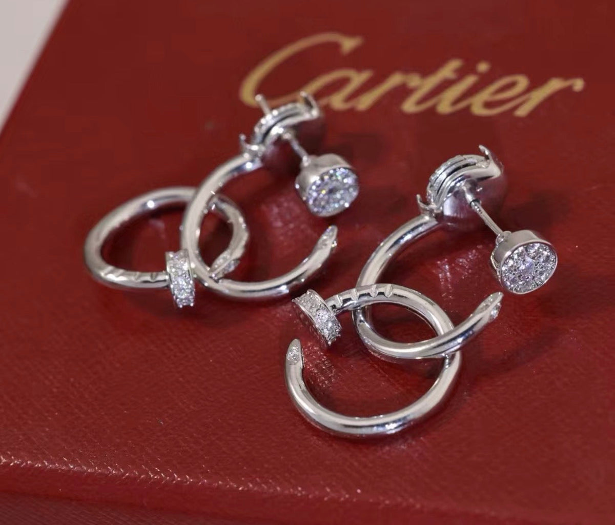 [Royal&Vicky]NAIL COLLECTION DIAMOND SET DOUBLE HOOP EARRINGS