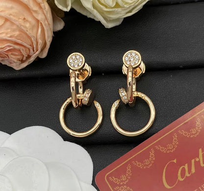 [Royal&Vicky]NAIL COLLECTION DIAMOND SET DOUBLE HOOP EARRINGS