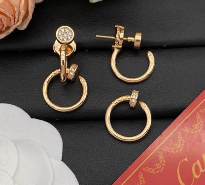 [Royal&Vicky]NAIL COLLECTION DIAMOND SET DOUBLE HOOP EARRINGS
