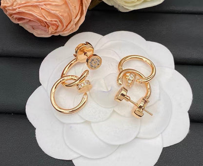 [Royal&Vicky]NAIL COLLECTION DIAMOND SET DOUBLE HOOP EARRINGS