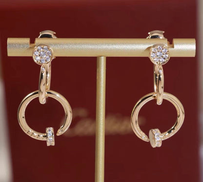 [Royal&Vicky]NAIL COLLECTION DIAMOND SET DOUBLE HOOP EARRINGS