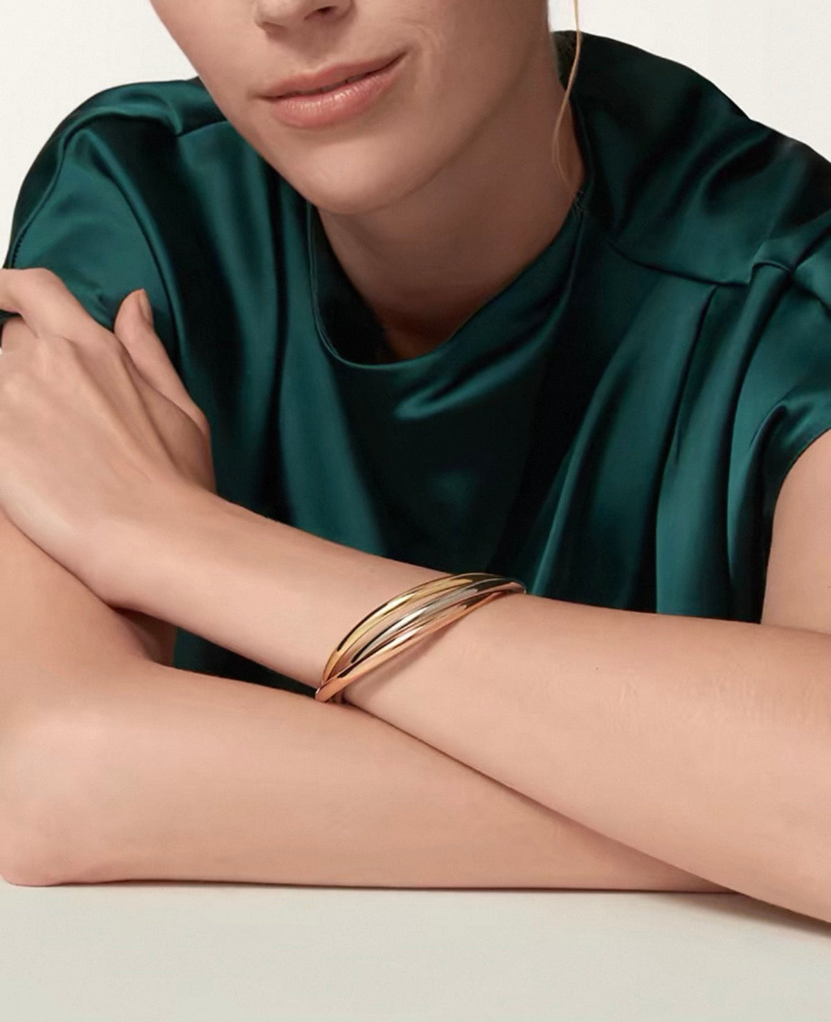 [Super-r13]TRINITY COLLECTION CLASSIC THREE-COLOUR GOLD TRIPLE BAND BANGLE
