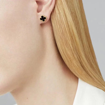 [Royal&Vicky]CLOVER MINI 9.5MM BLACK MOP EARRINGS