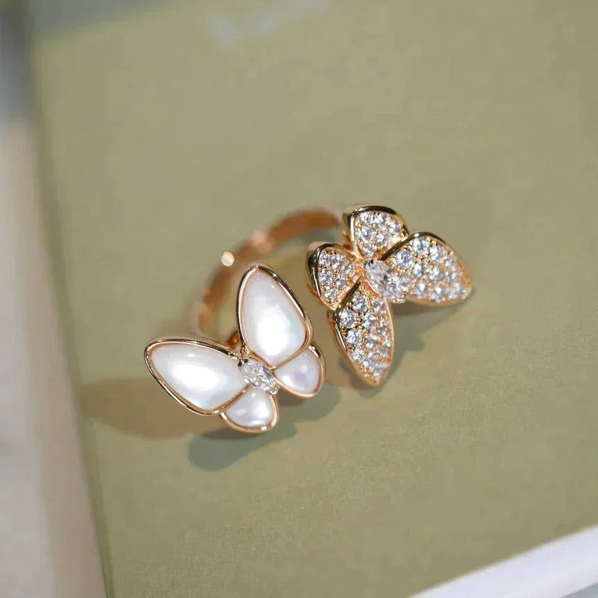 [Royal&Vicky]TWIN BUTTERFLY DIAMOND MOP RING