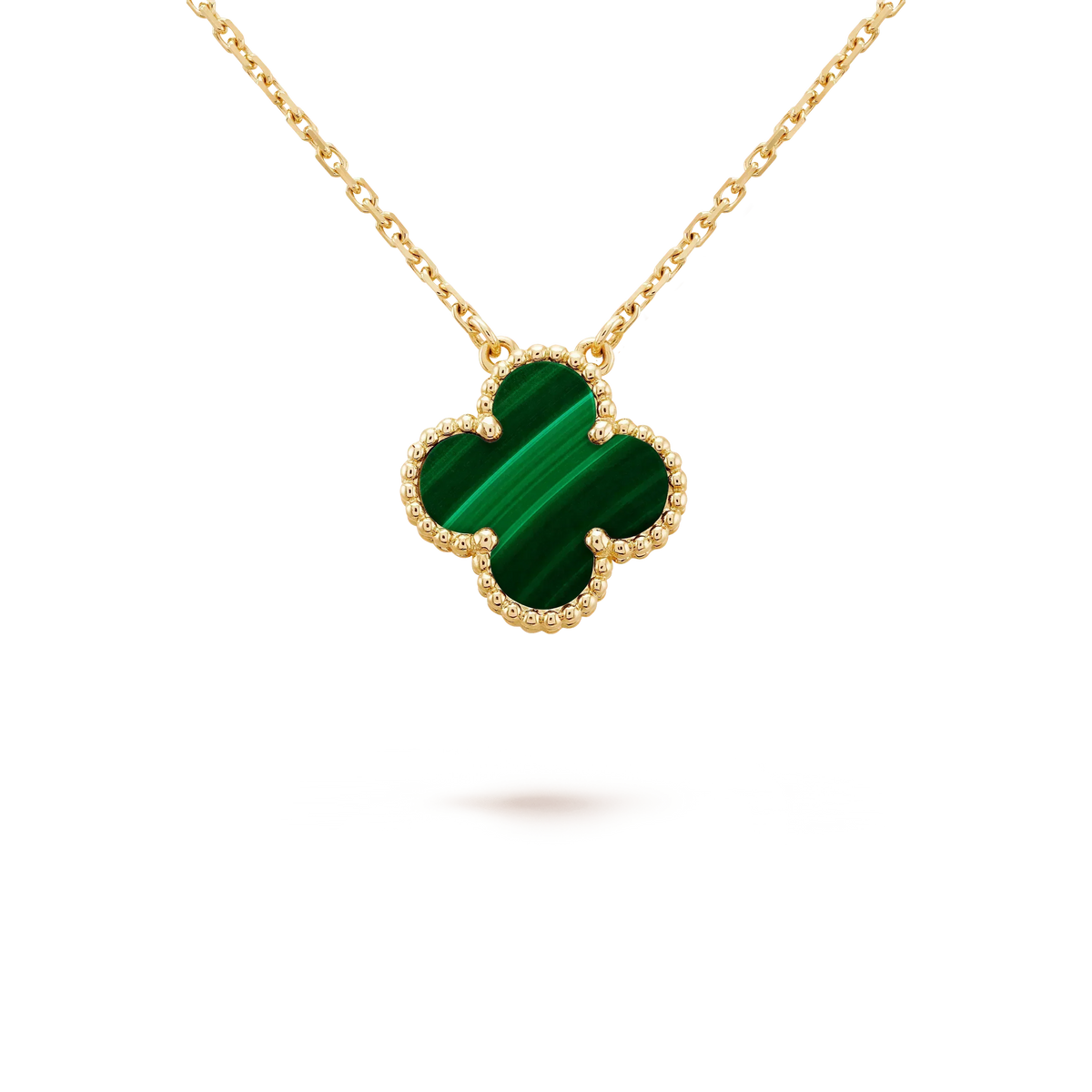 [Royal&Vicky]CLOVER 15MM MALACHITE SINGLE FLOWER  NECKLACE