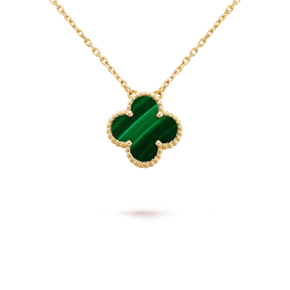 [Royal&Vicky]CLOVER 15MM MALACHITE SINGLE FLOWER  NECKLACE