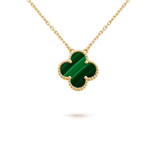 [Royal&Vicky]CLOVER 15MM MALACHITE SINGLE FLOWER  NECKLACE