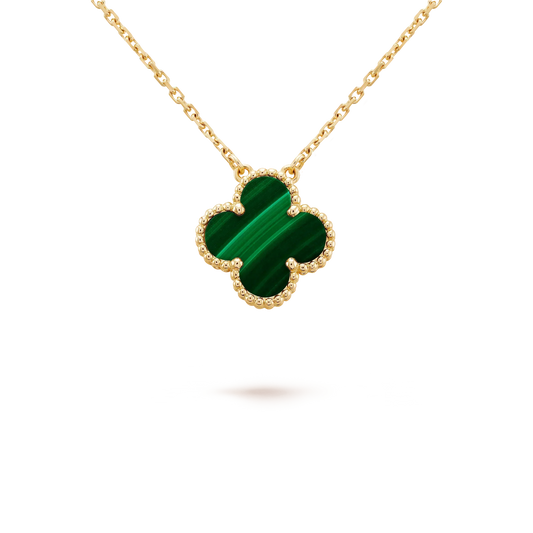 [Royal&Vicky]CLOVER 15MM MALACHITE SINGLE FLOWER  NECKLACE
