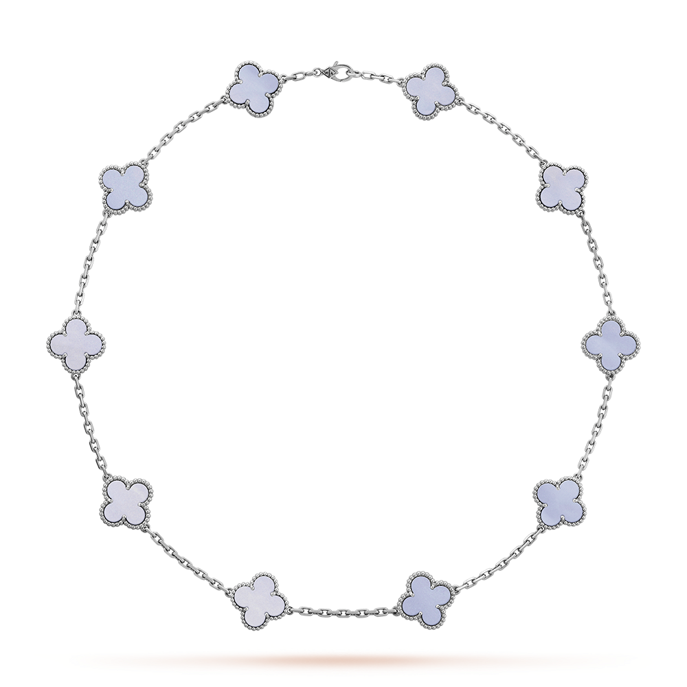 [Royal&Vicky]CLOVER 10 MOTIFS BLUE CHALCEDONY NECKLACE