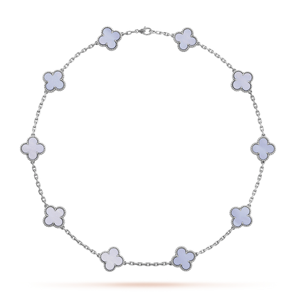 [Royal&Vicky]CLOVER 10 MOTIFS BLUE CHALCEDONY NECKLACE