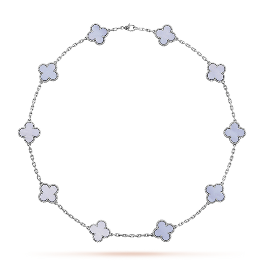 [Royal&Vicky]CLOVER 10 MOTIFS BLUE CHALCEDONY NECKLACE
