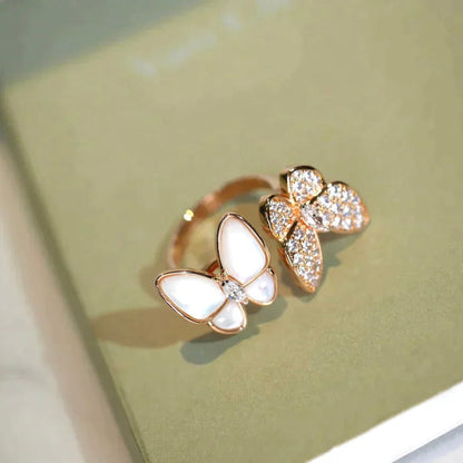 [Royal&Vicky]TWIN BUTTERFLY DIAMOND MOP RING