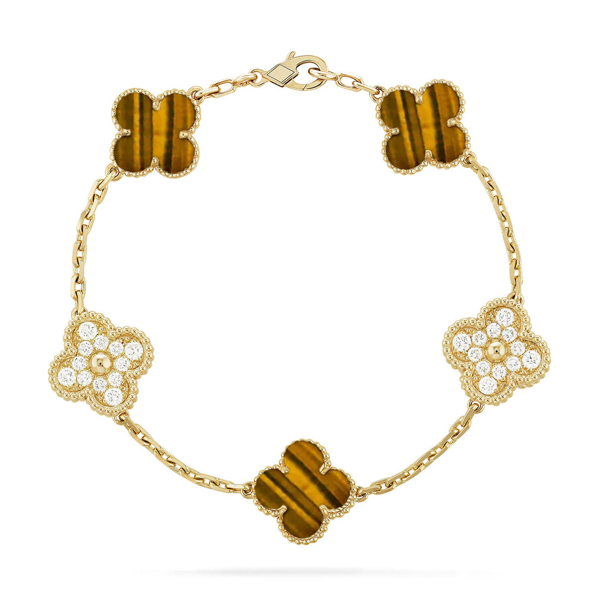 [Royal&Vicky]LUCKY CLOVER 5-MOTIF BRACELET -  TIGER’S EYE COLLECTION