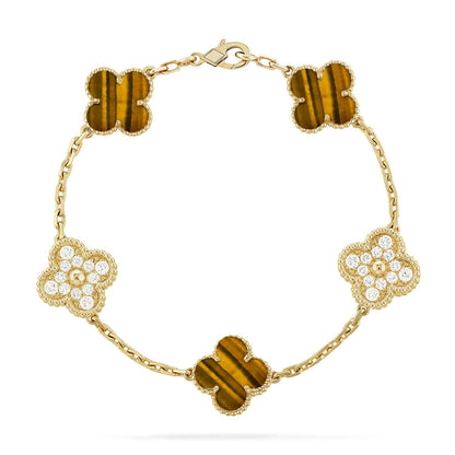 [Royal&Vicky]LUCKY CLOVER 5-MOTIF BRACELET -  TIGER’S EYE COLLECTION