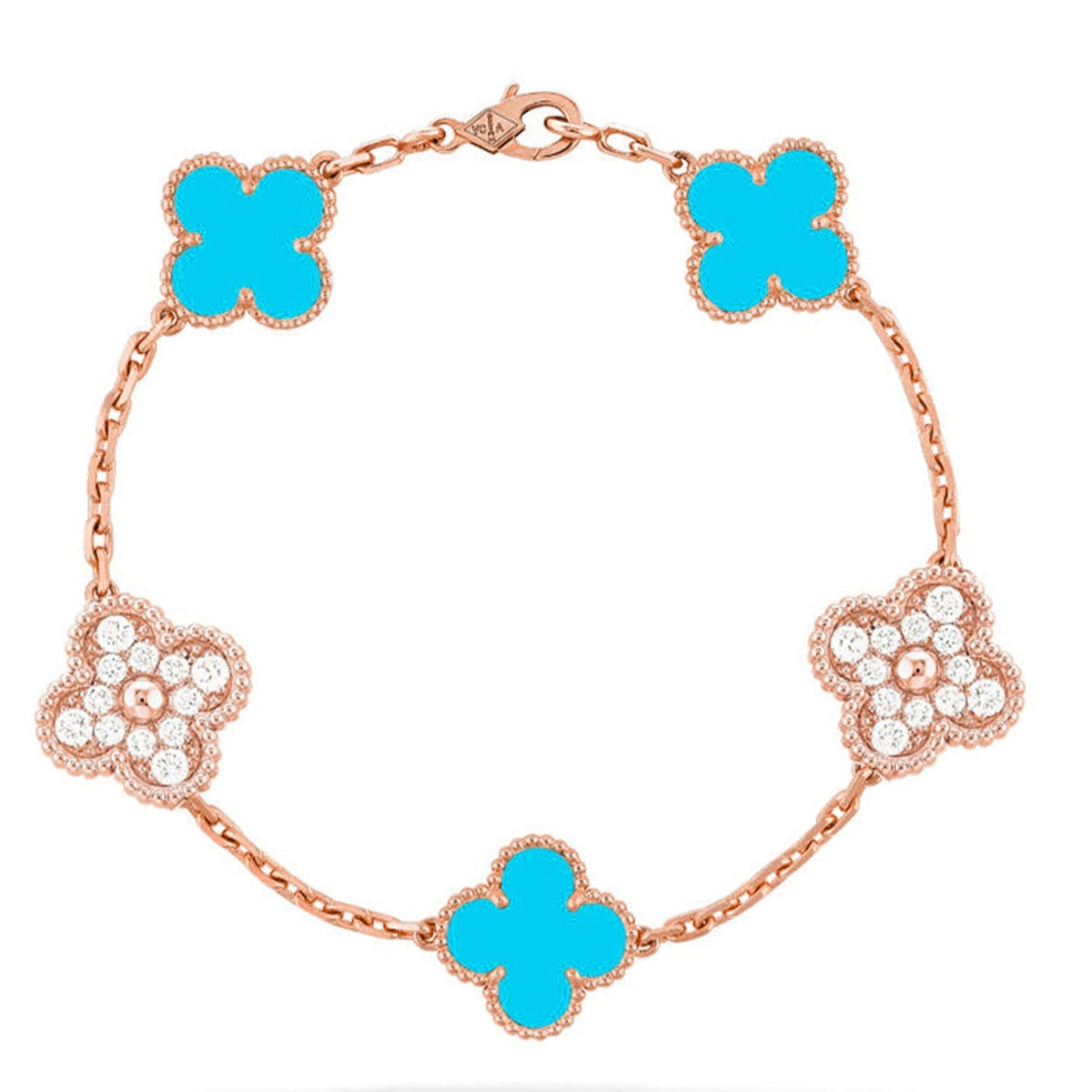 [Royal&Vicky]LUCKY CLOVER 5-MOTIF BRACELET - TURQUOISE COLLECTION
