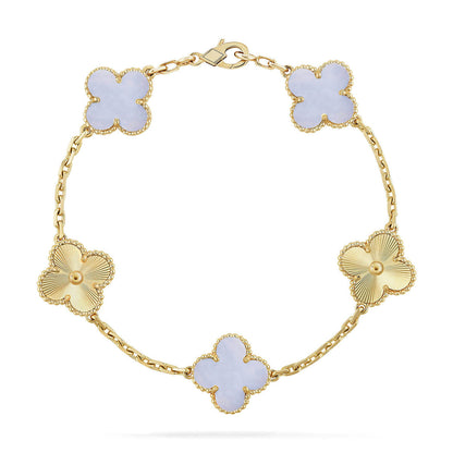 [Royal&Vicky]LUCKY CLOVER 5-MOTIF BRACELET - PURPLE CHALCEDONY COLLECTION