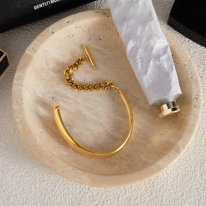 [Royal&Vicky]Myrna Chained Gold Bangle