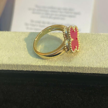 [Royal&Vicky]NEW CLOVER PINK ENAMEL RINGS